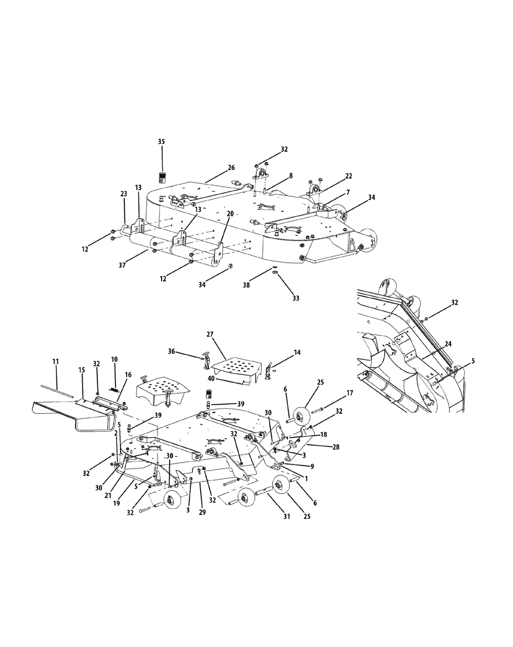 Fabricated Deck Assembly 48-Inch Diagram and Parts List for M48-KW (53AI8CT2050-23HP)(2010) Cub Cadet Lawn Tractor